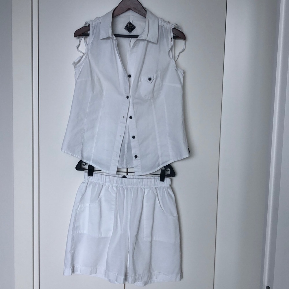 Women white cotton 2 pc set